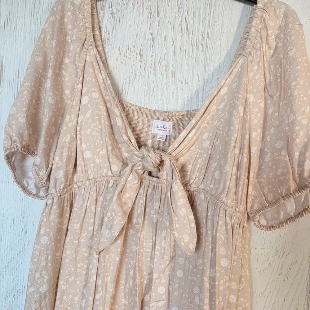Beige Floral Tie-Front Dress - Picture 3 of 6